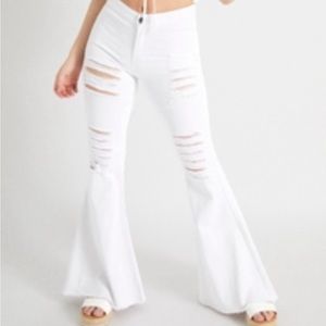 Rue21 Ripped White Flares